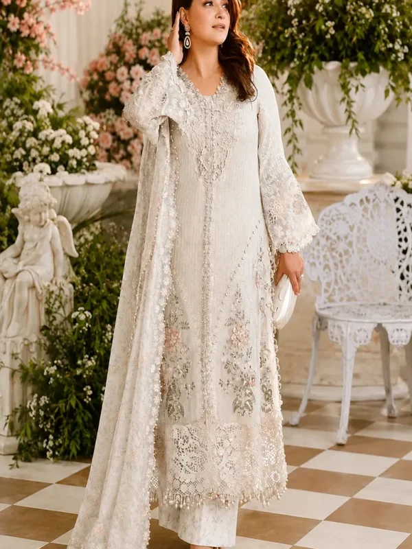 Maria B White Chiffon Formal Collection Replica
