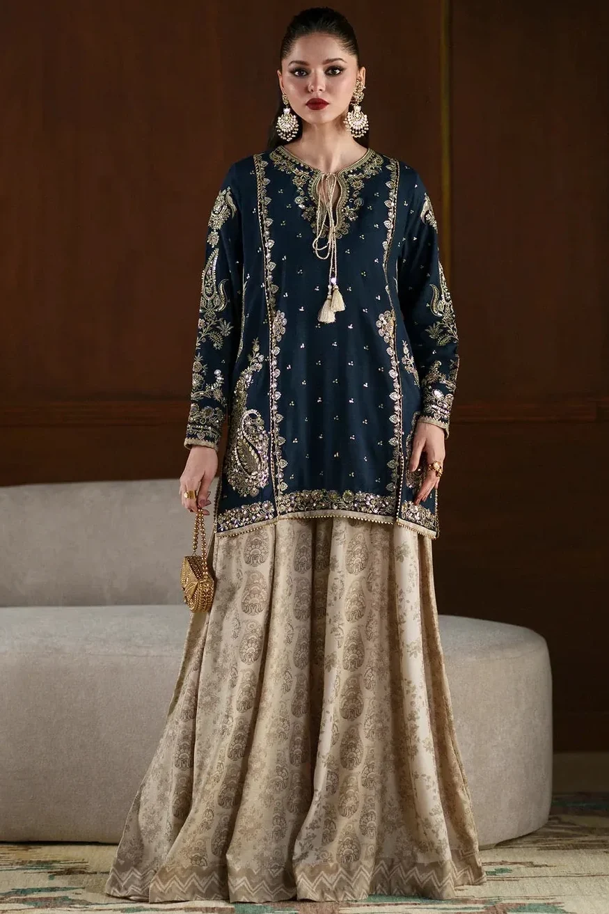 Ethnic Navy Blue Chiffon Formal Collection Replica