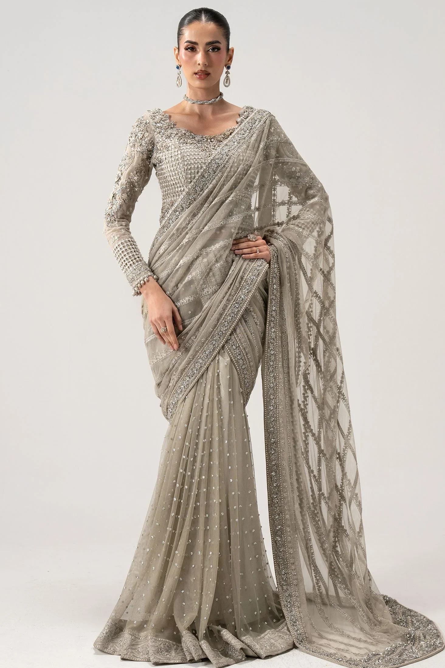Maria B Skin Chiffon Saree Collection Replica