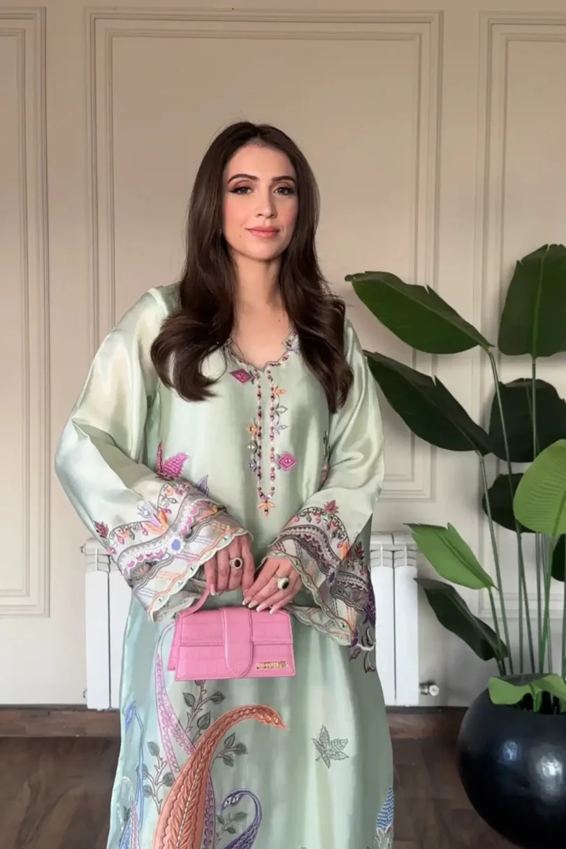 Shrenz Pistachio Sheesha Silk Formal Collection Replica - Image 3