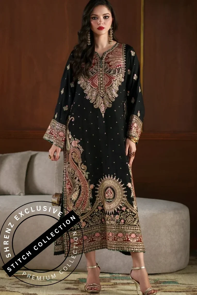 Shrenz 3 Piece Stitched Sheesha Silk  Pret Collection