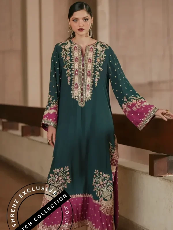 Shrenz 3 Piece Stitched Silk Pret Collection