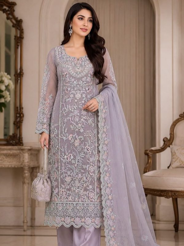 Shrenz Mauve Organza Formal Collection Replica