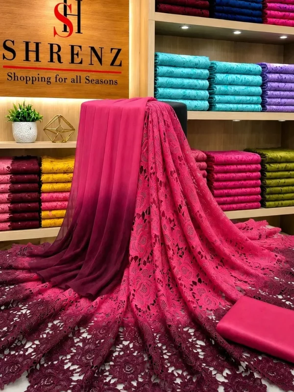 Shrenz Shocking Pink Tie-N-Die Croche Formal Collection Replica