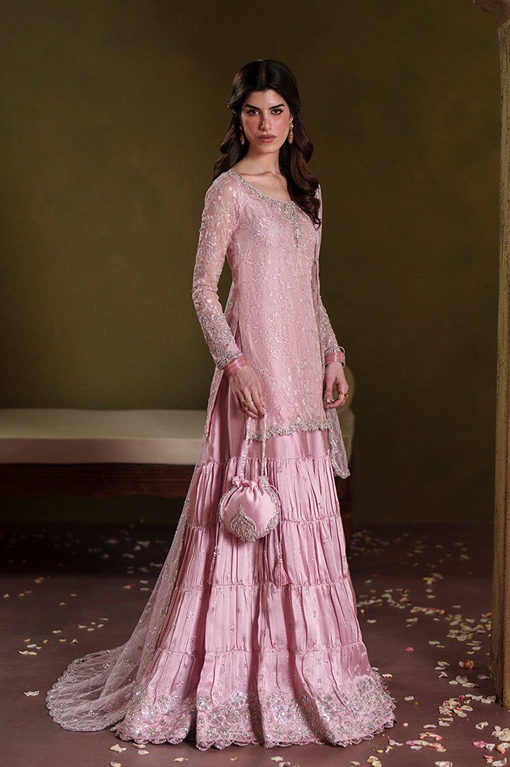 Faiza Saqlain Pink Chiffon Bridal Collection Replica