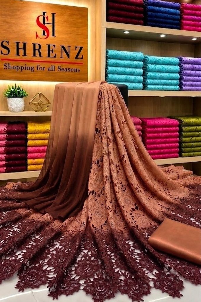 Shrenz Brown Tie-N-Die Croche Formal Collection Replica