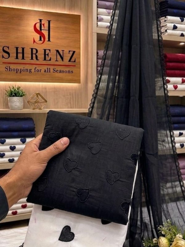 Shrenz Black Luxury Lawn Collection Replica