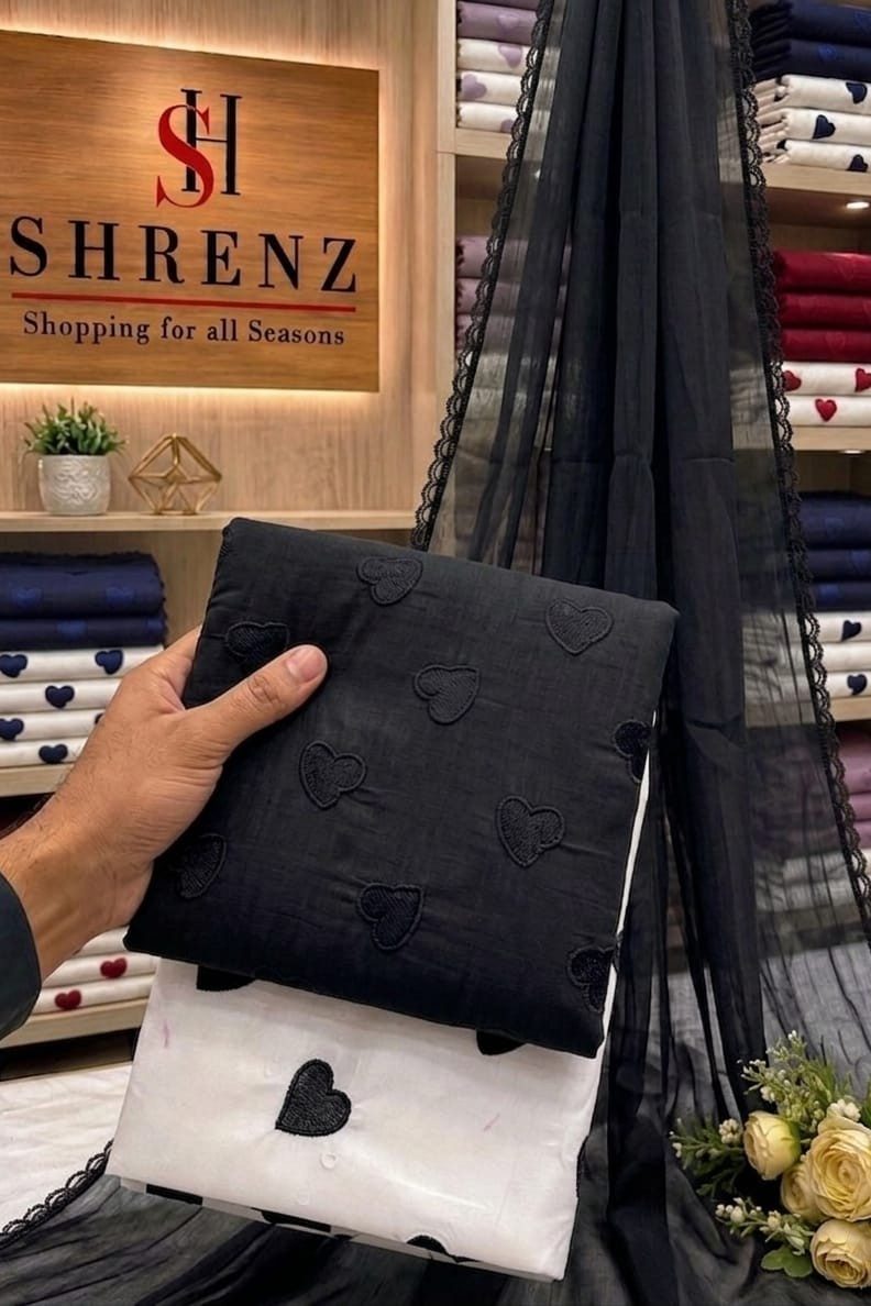 Shrenz Black Luxury Lawn Collection Replica