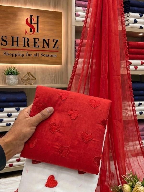 Shrenz Red Luxury Lawn Collection Replica