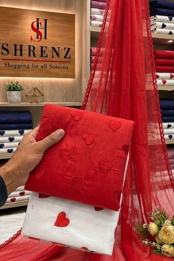 Shrenz Red Luxury Lawn Collection Replica