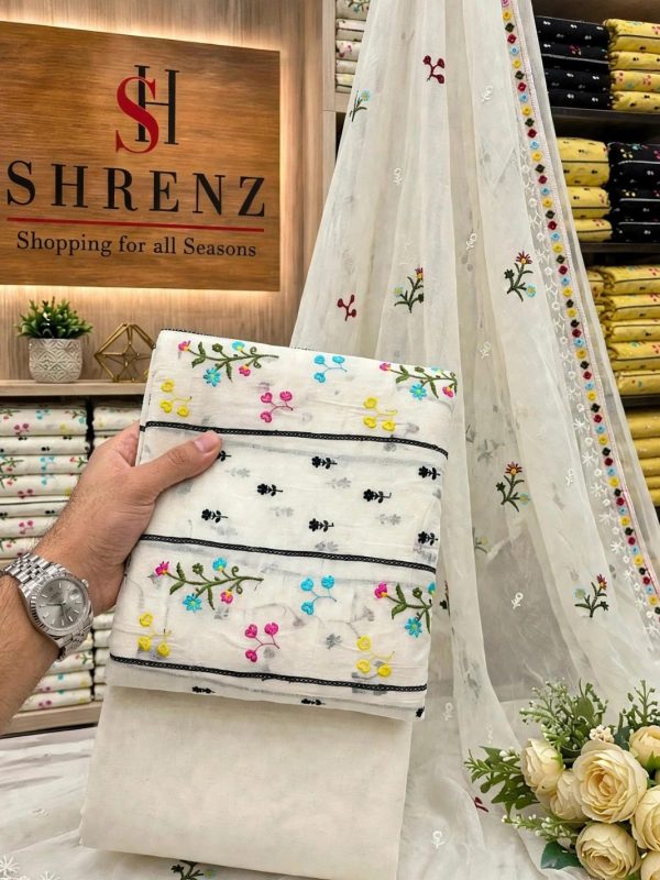 Shrenz White Luxury Lawn Collection Replica