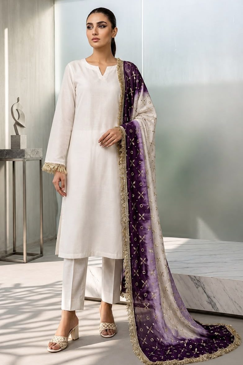Shrenz Off White Raw Silk Formal Collection Replica