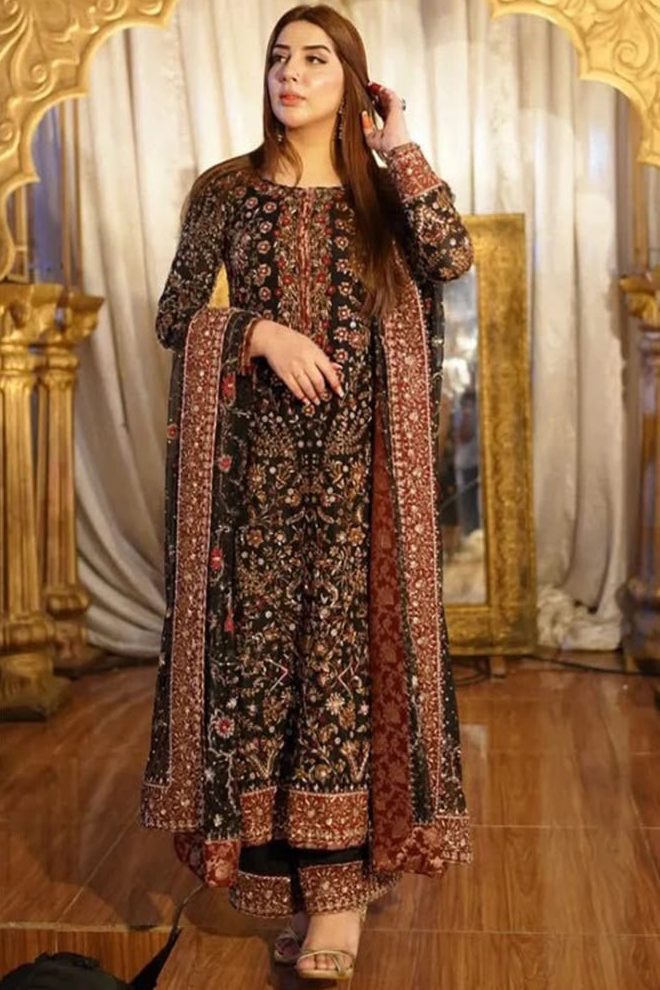 Shrenz Black Organza Formal Collection Replica