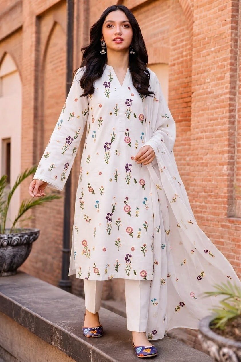 Shrenz White Luxury Lawn Collection Replica