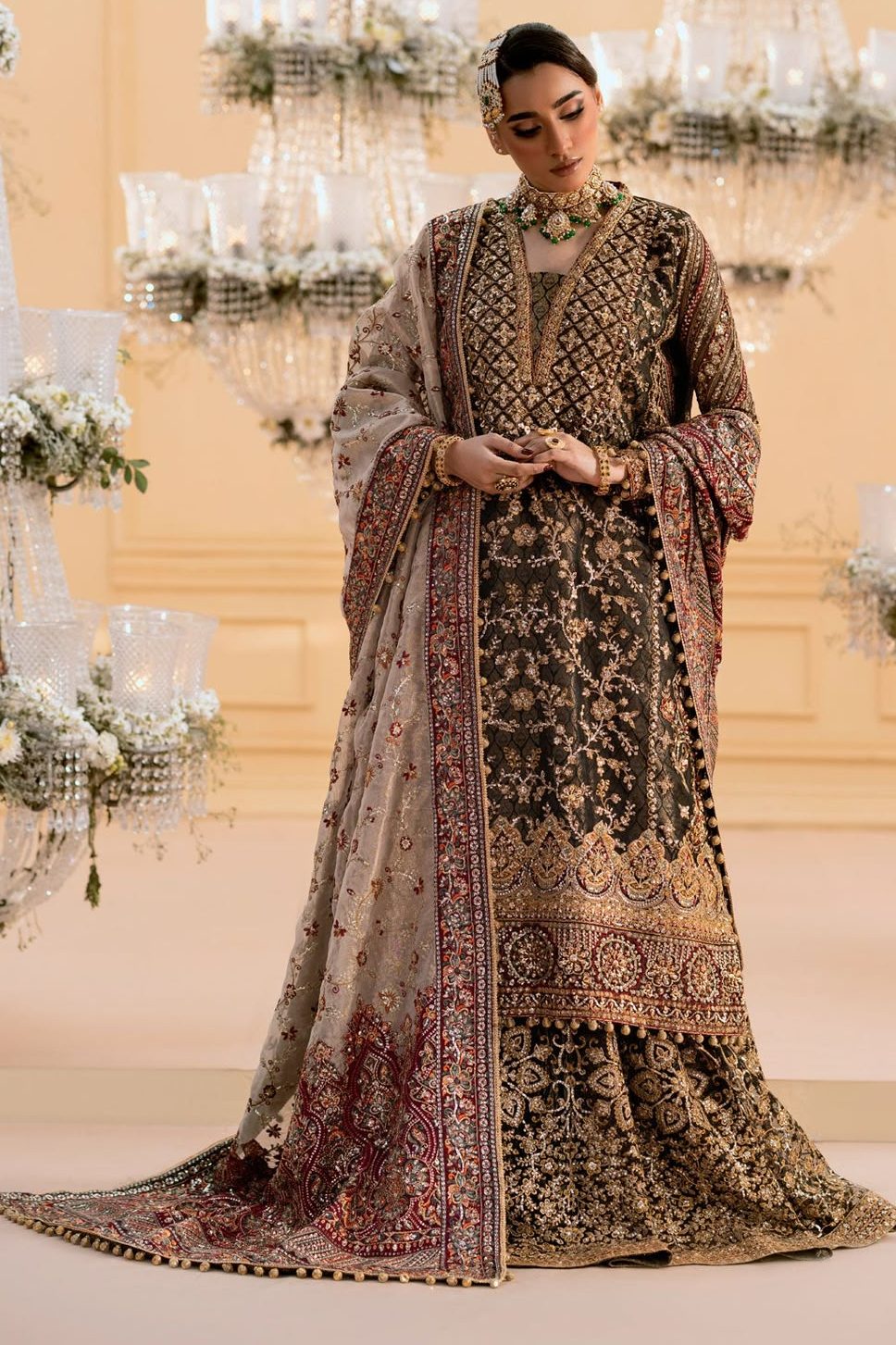 AIK Atelier Black Organza Bridal Collection Lehenga Replica