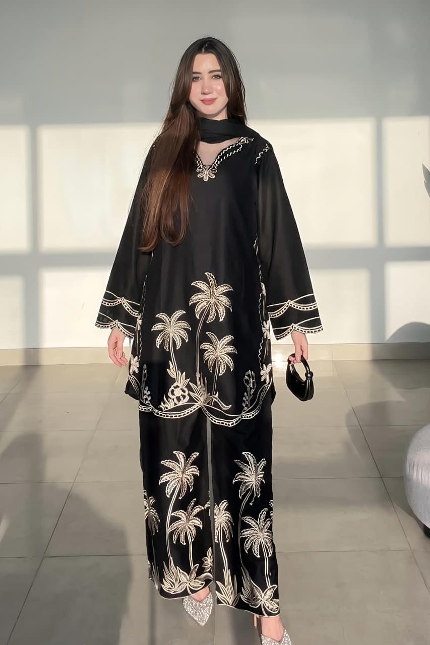 Ethnic Black Silk Formal Collection Replica