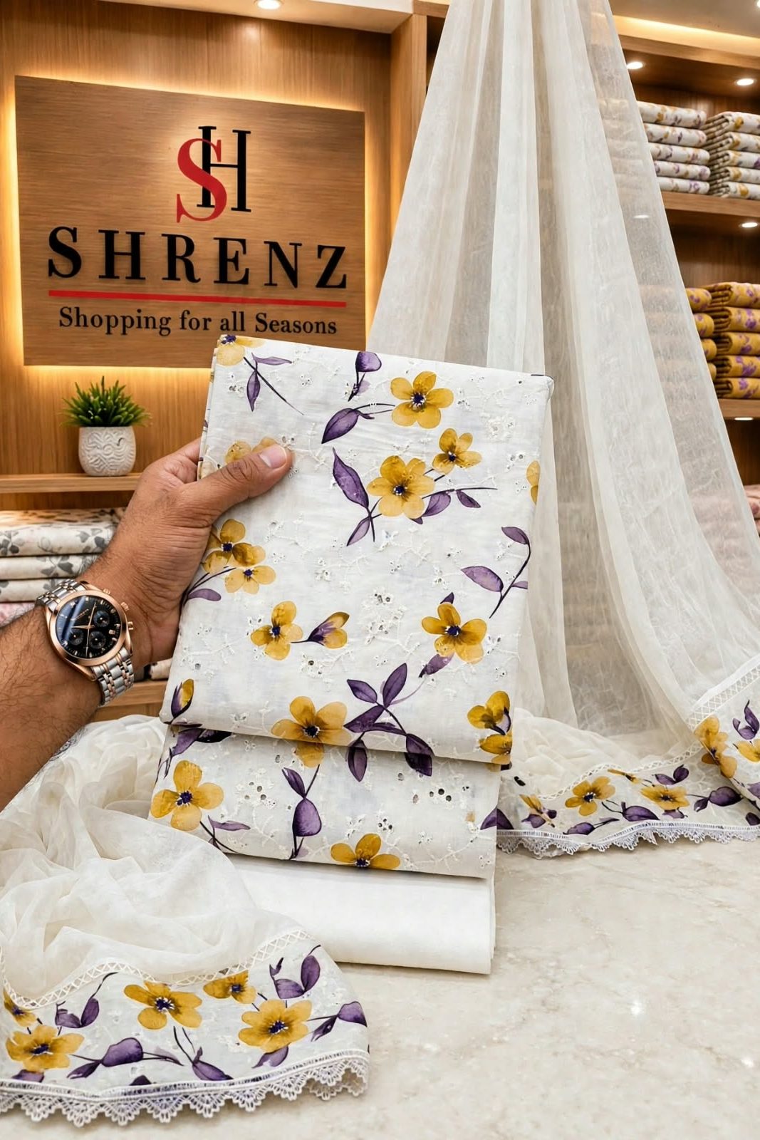 Shrenz Purple Luxury Lawn Collection Replica