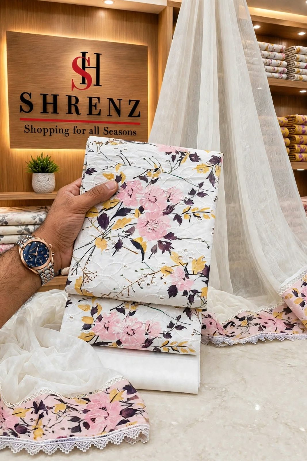 Shrenz Pink Luxury Lawn Collection Replica
