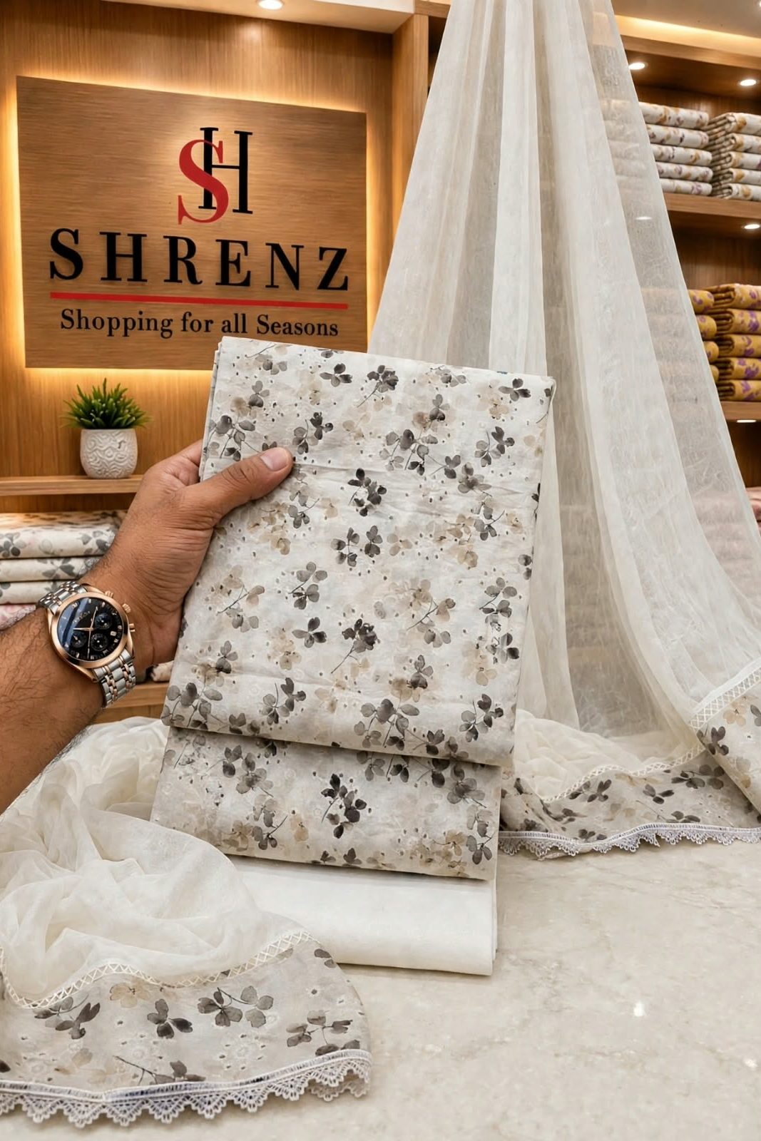 Shrenz Brown Luxury Lawn Collection Replica