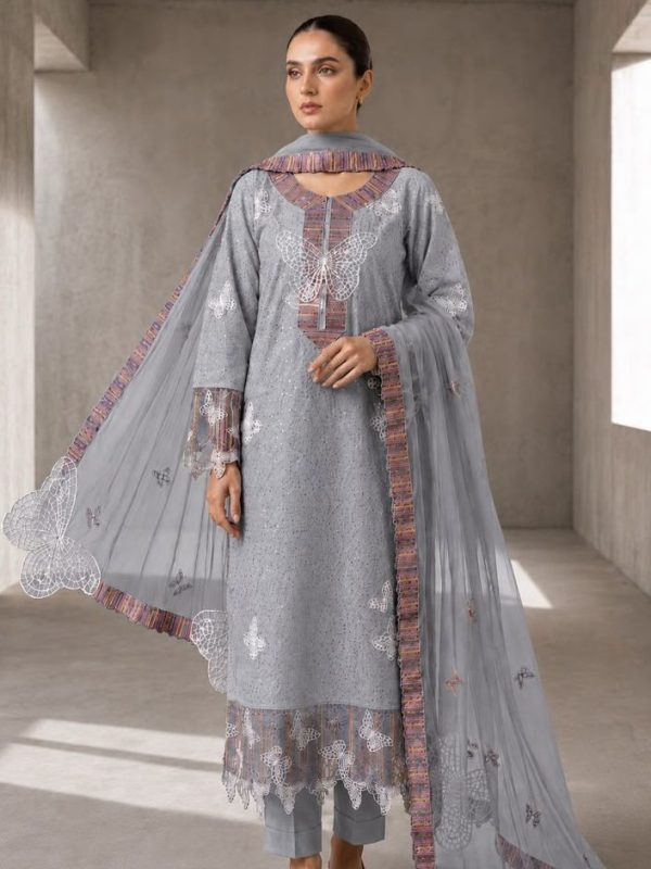 Shrenz Grey Luxury Lawn collection Replica