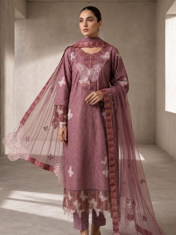 Shrenz Pink Luxury Lawn collection Replica