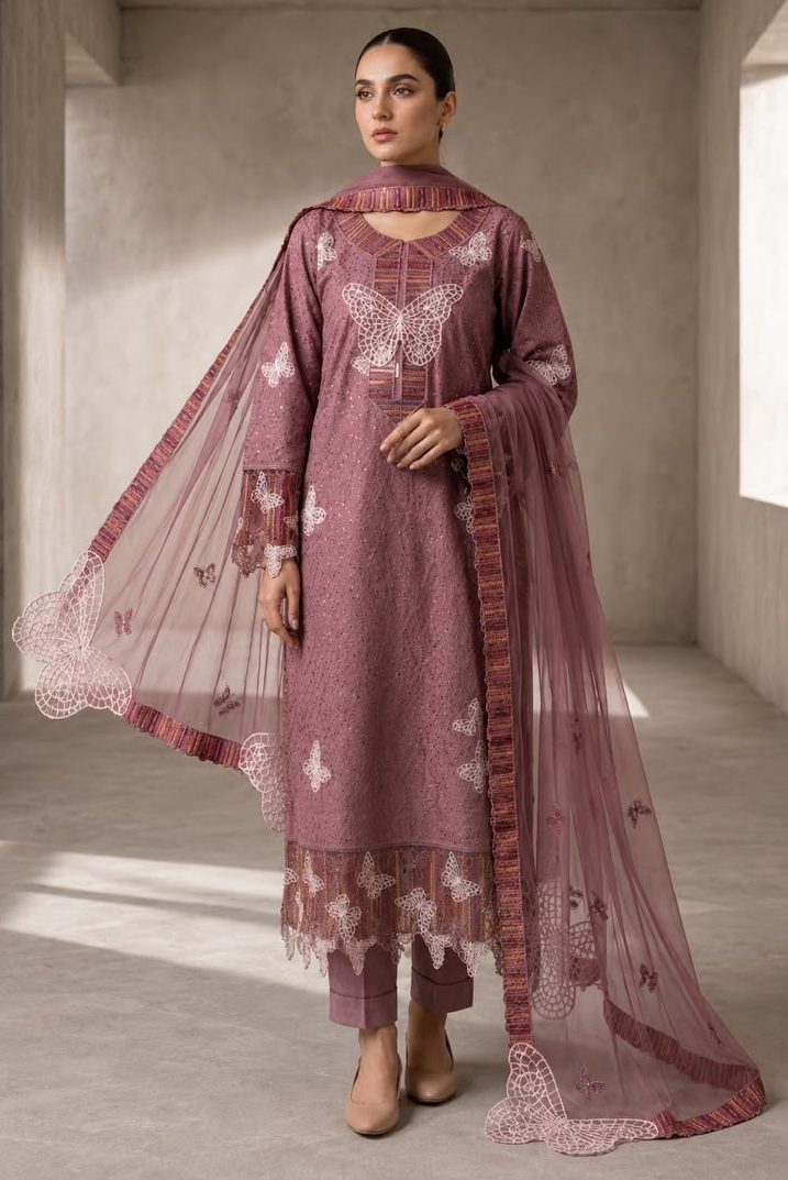 Shrenz Pink Luxury Lawn collection Replica