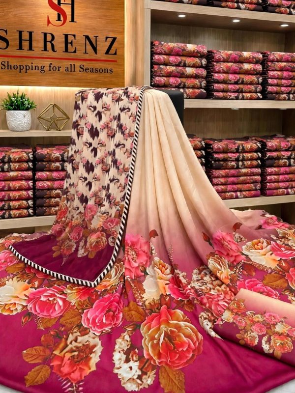 Shrenz Pink Printed Silk Formal Collection Replica