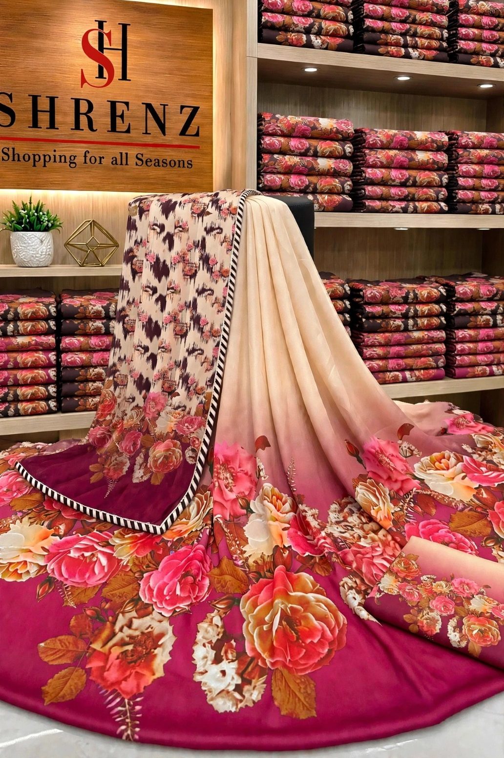 Shrenz Pink Silk Formal Collection Replica