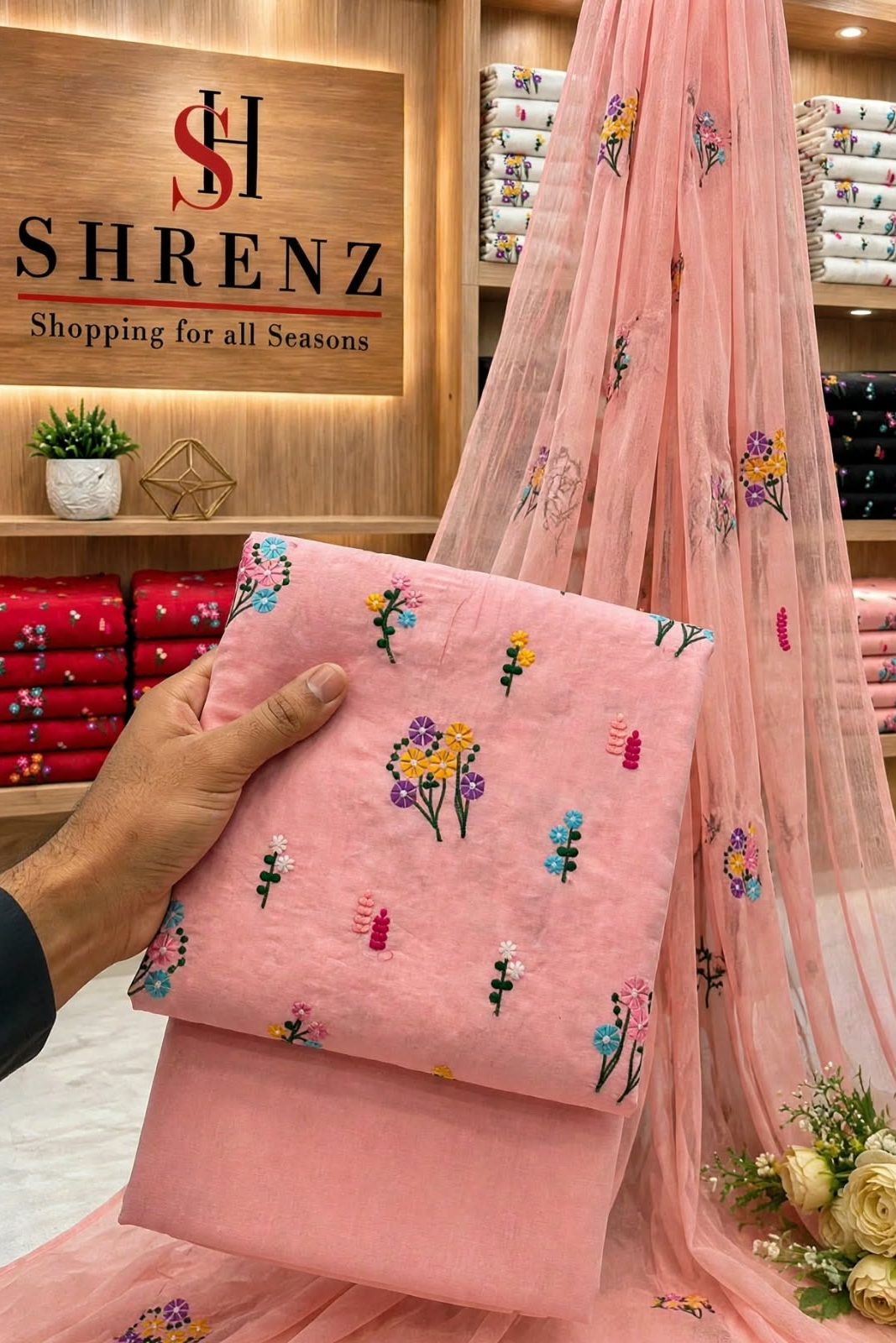 Shrenz Pink Luxury Lawn Collection Replica