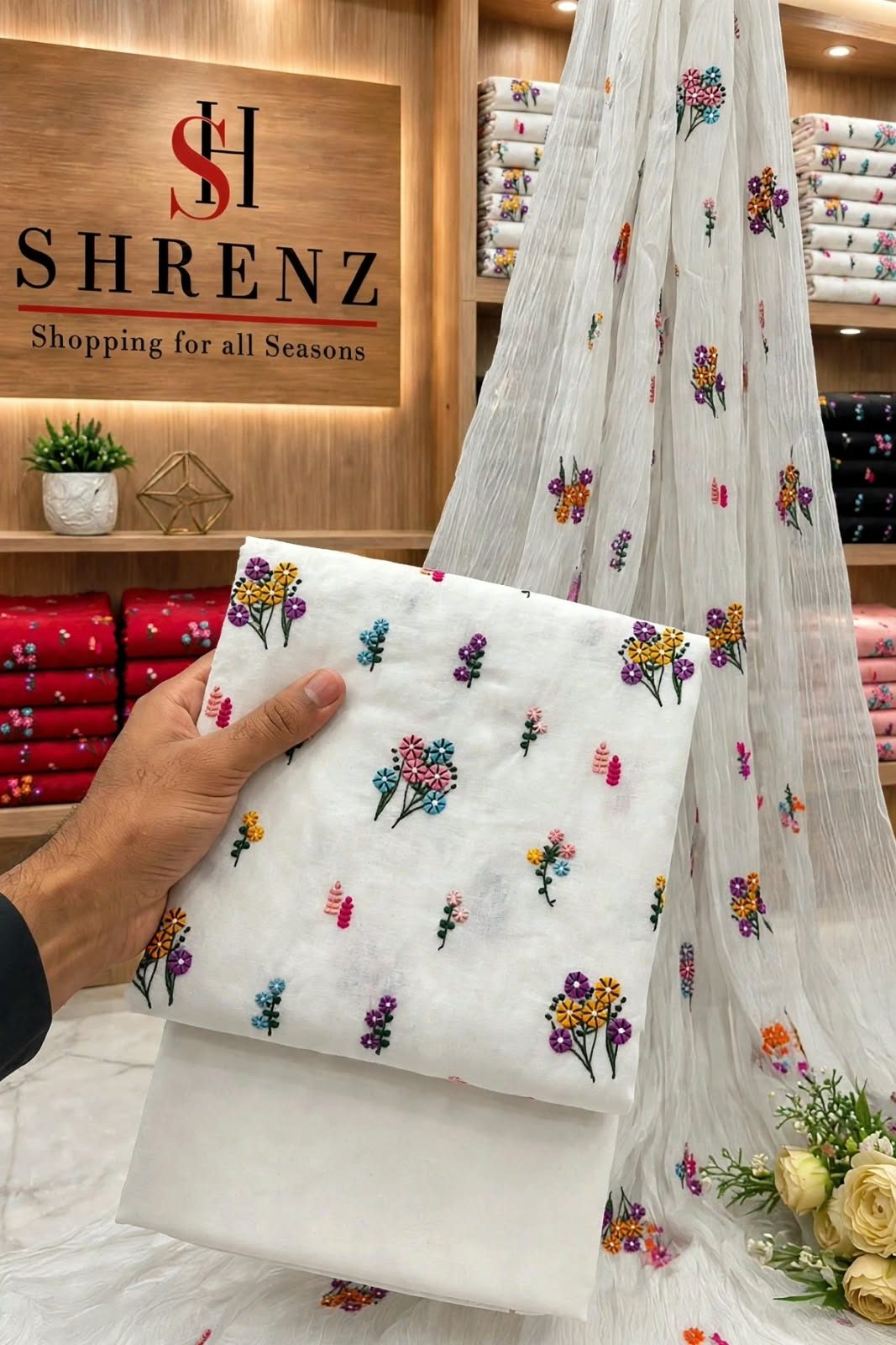 Shrenz White Luxury Lawn Collection Replica