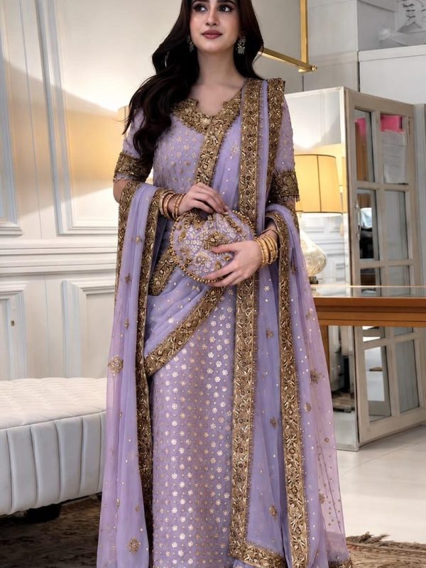 Haris Shakeel Purple Bridal Collection Chiffon Replica