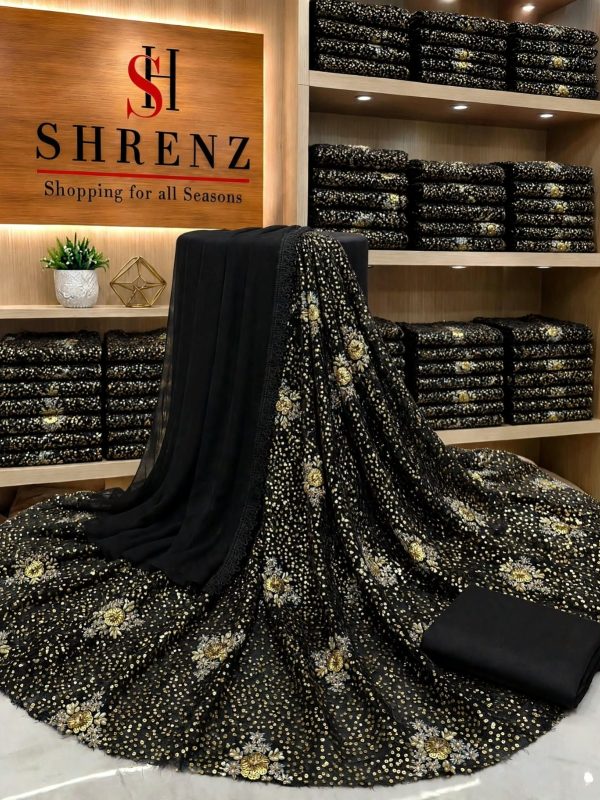 Shrenz Black Chiffon Formal Collection Replica