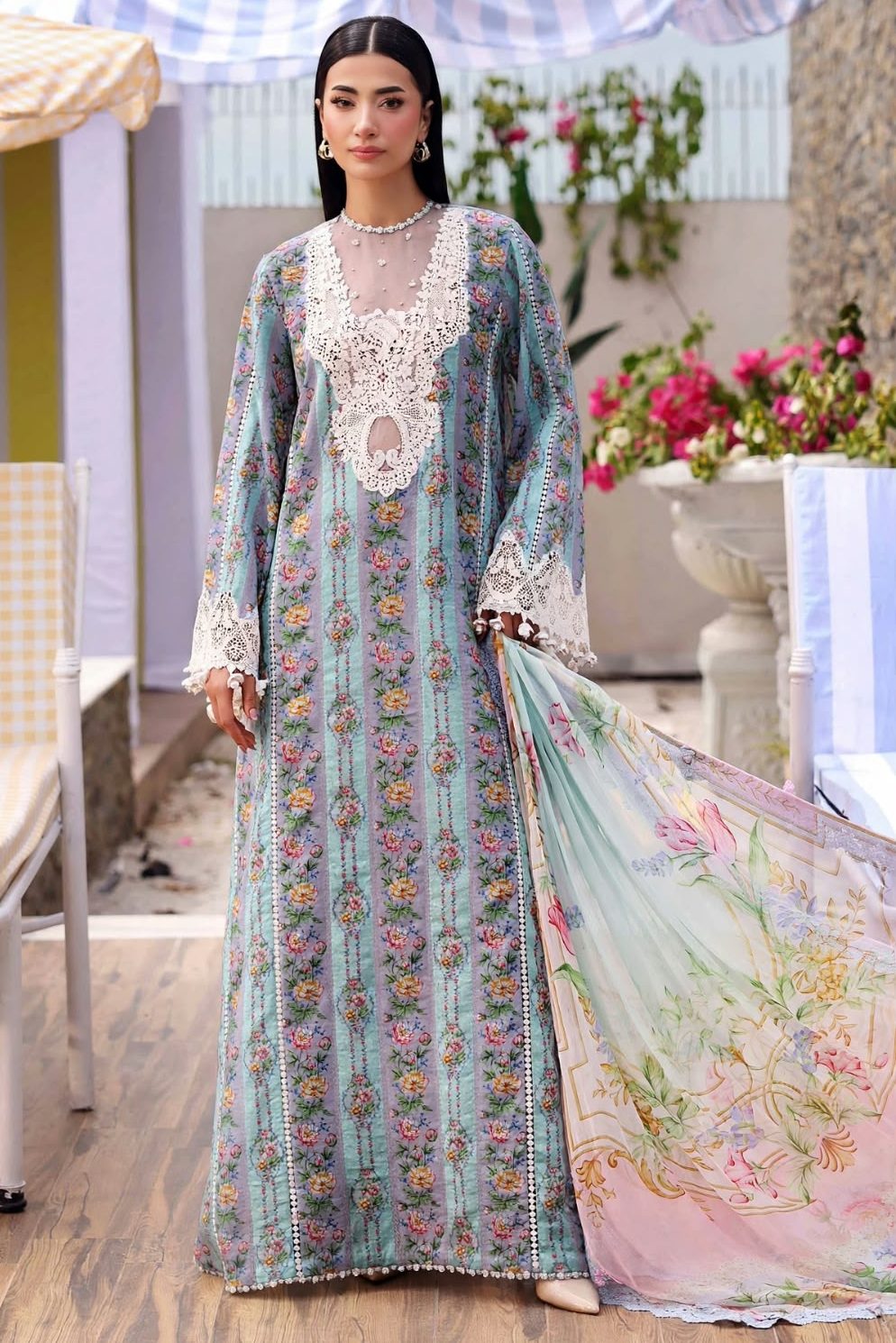 Maria B Sky Blue Luxury Lawn Collection Replica