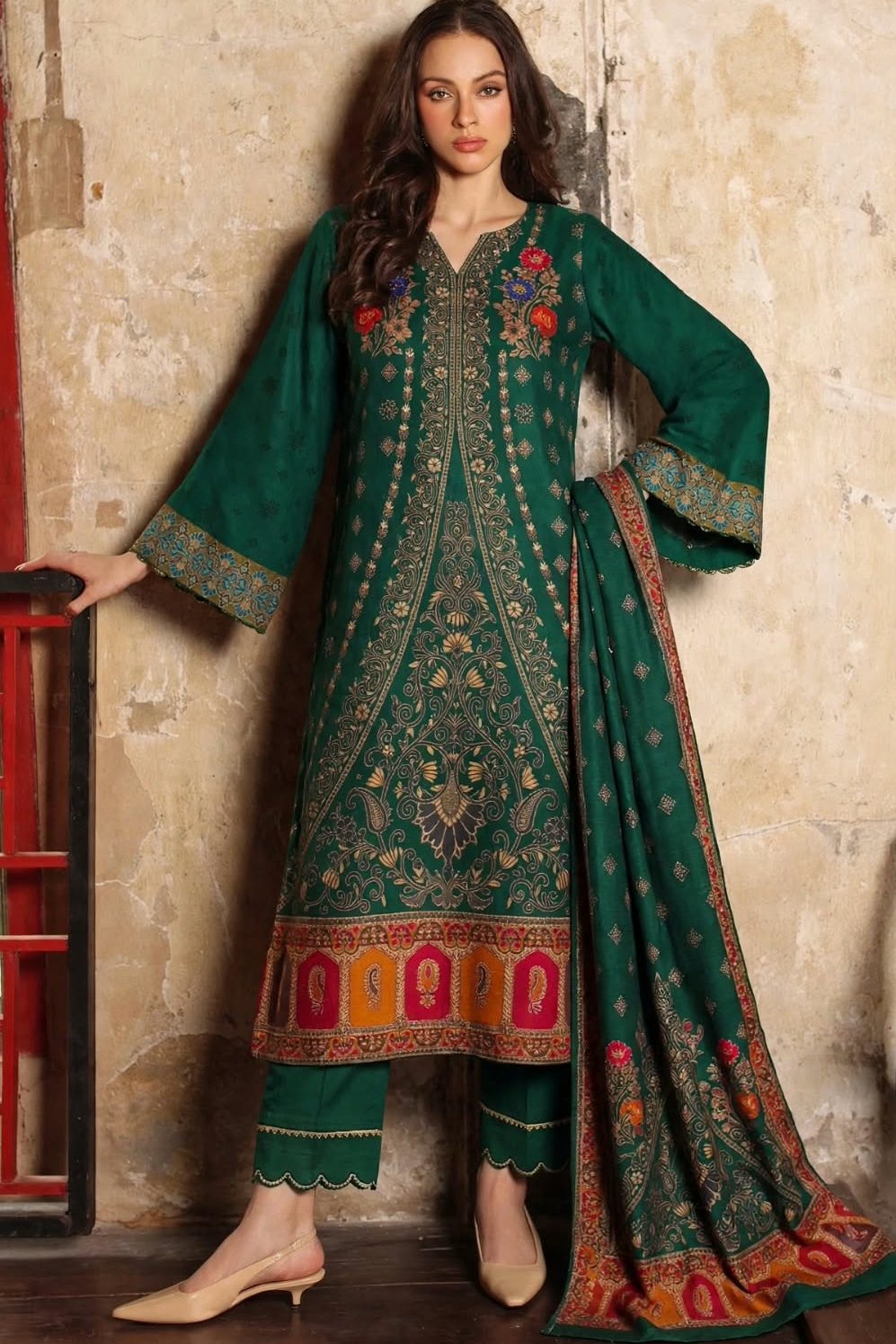 Shrenz Green Luxury Pashmina Collection Replica