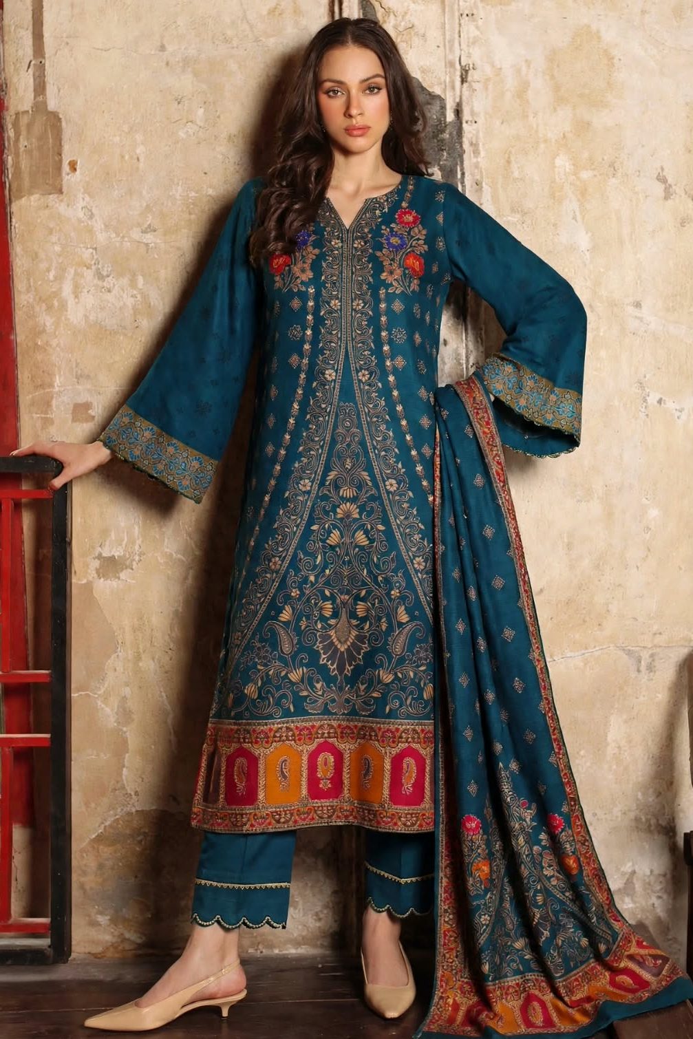 Shrenz Blue Luxury Pashmina Collection Replica