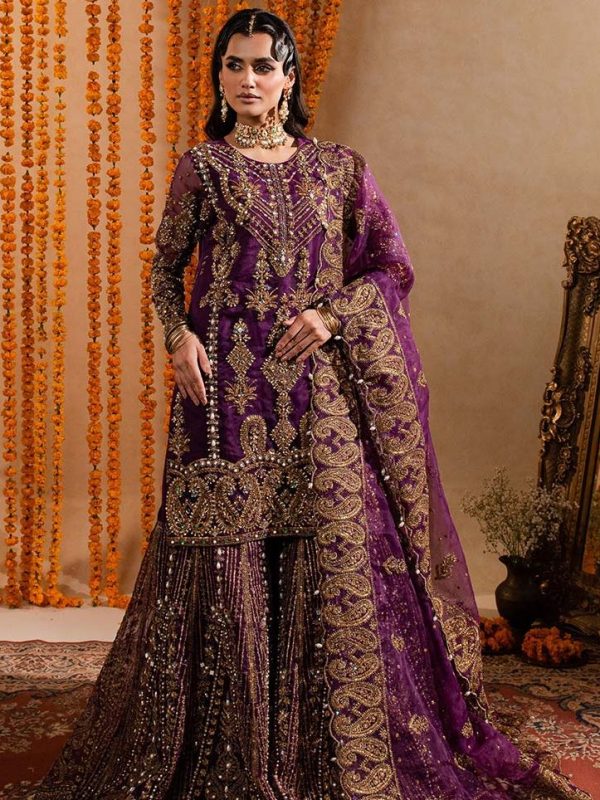 Shrenz Purple Net Bridal Collection Replica