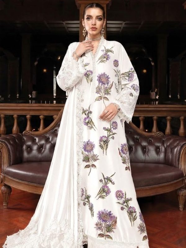 Shrenz White Sheesha Silk Formal Collection Replica