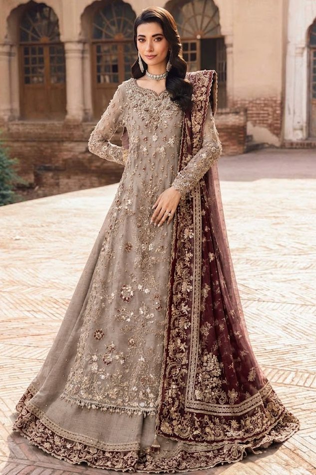 Maria B Golden Organza Bridal Collection Lehenga Replica