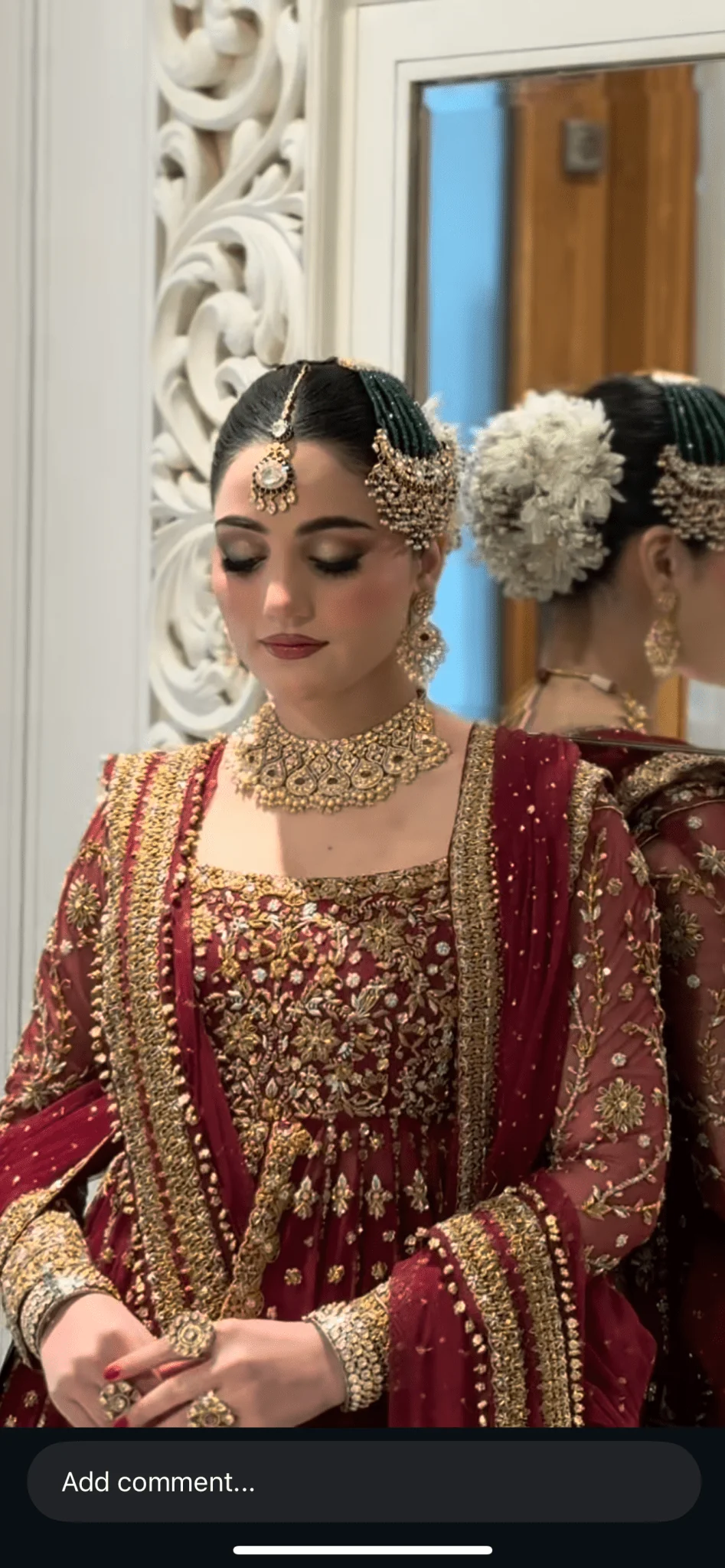 Haris Shakeel Maroon Net Bridal Collection Replica - Image 3