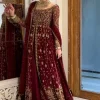 Haris Shakeel Maroon Net Bridal Collection Replica