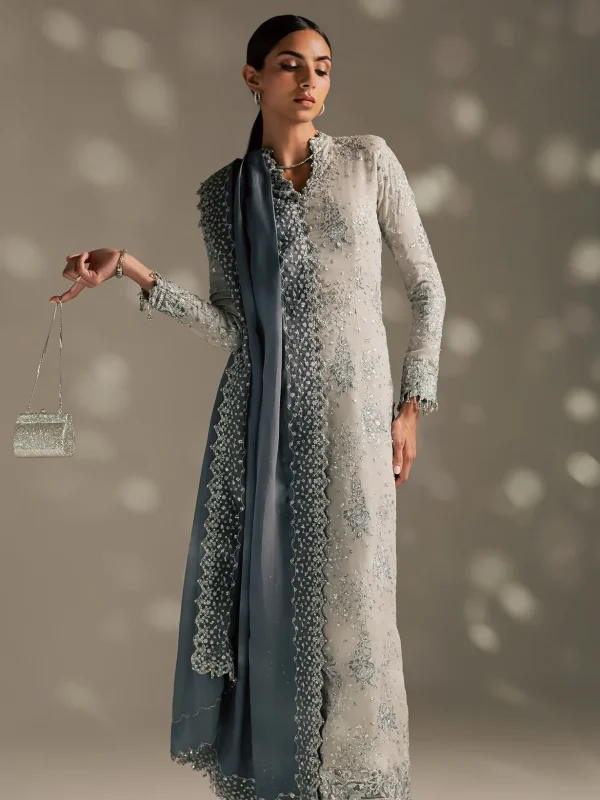 Elan Silver Raw Silk Formal Collection Replica