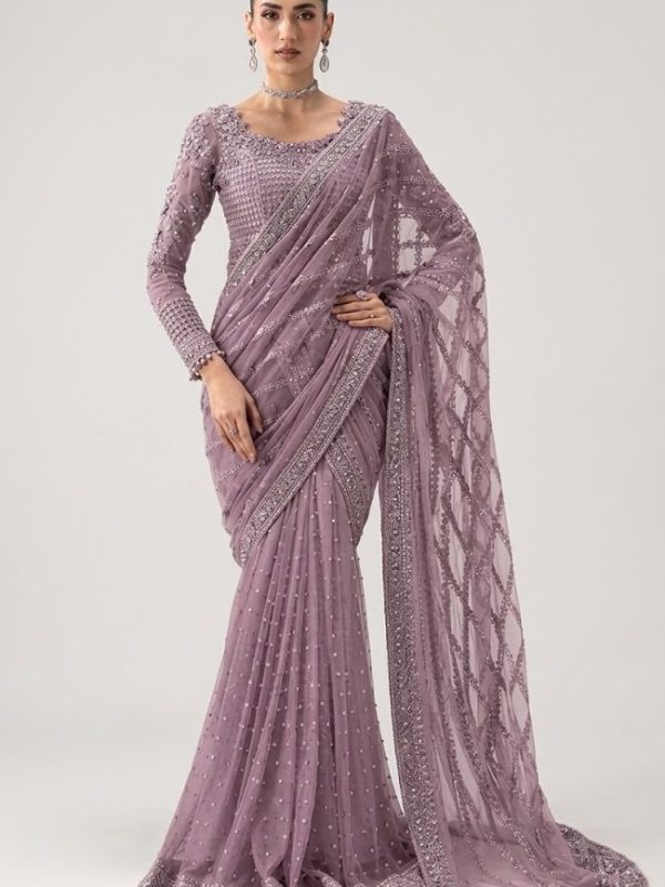 Maria B Purple Chiffon Saree Collection Replica