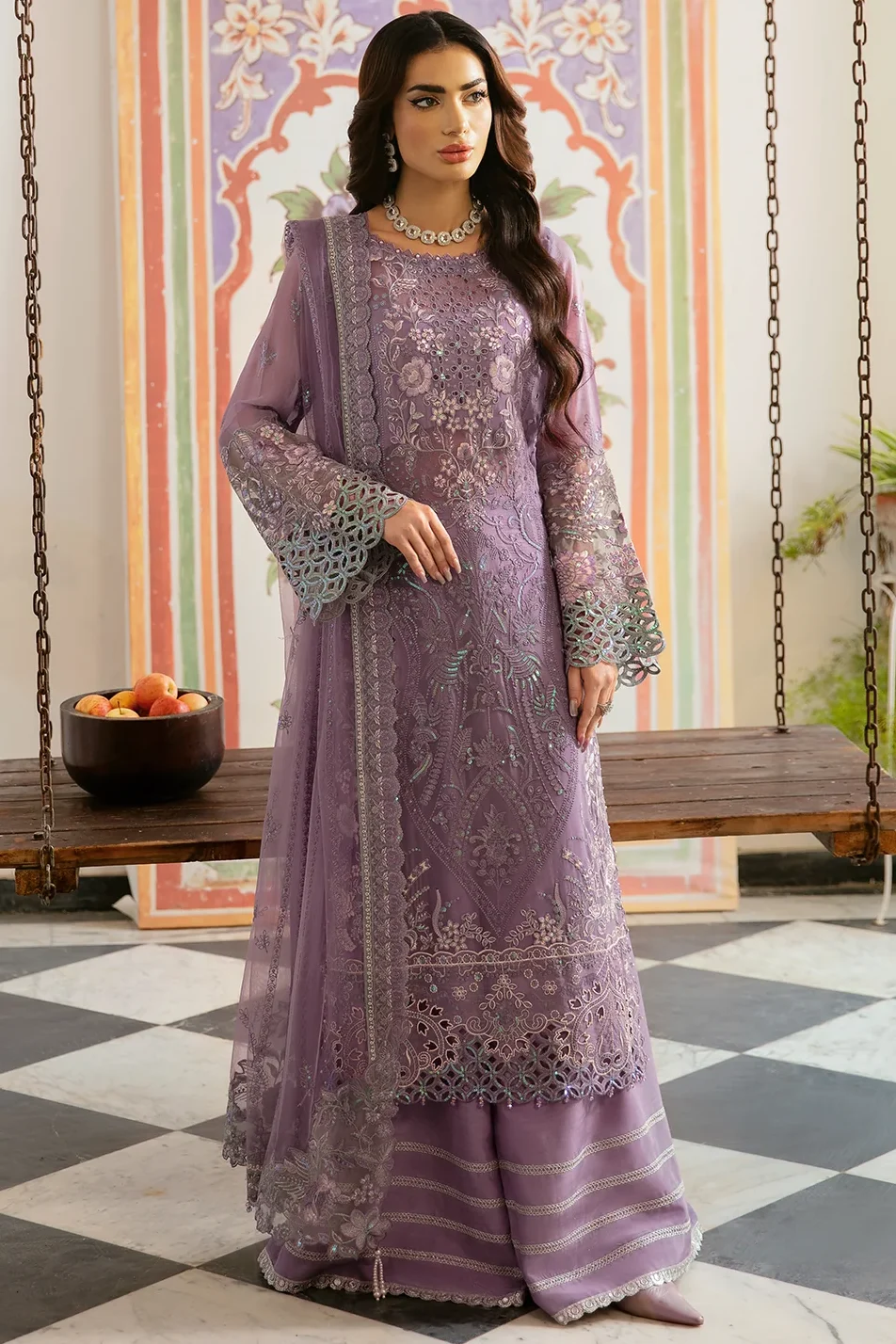Ramsha Mauve Chiffon Formal Collection Replica