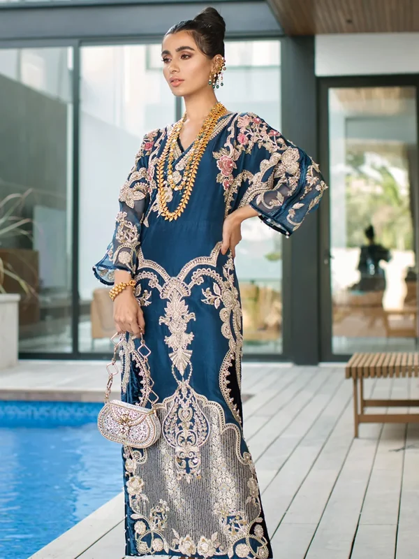 Saira Shakira Royal Blue Silk Formal Collection Replica
