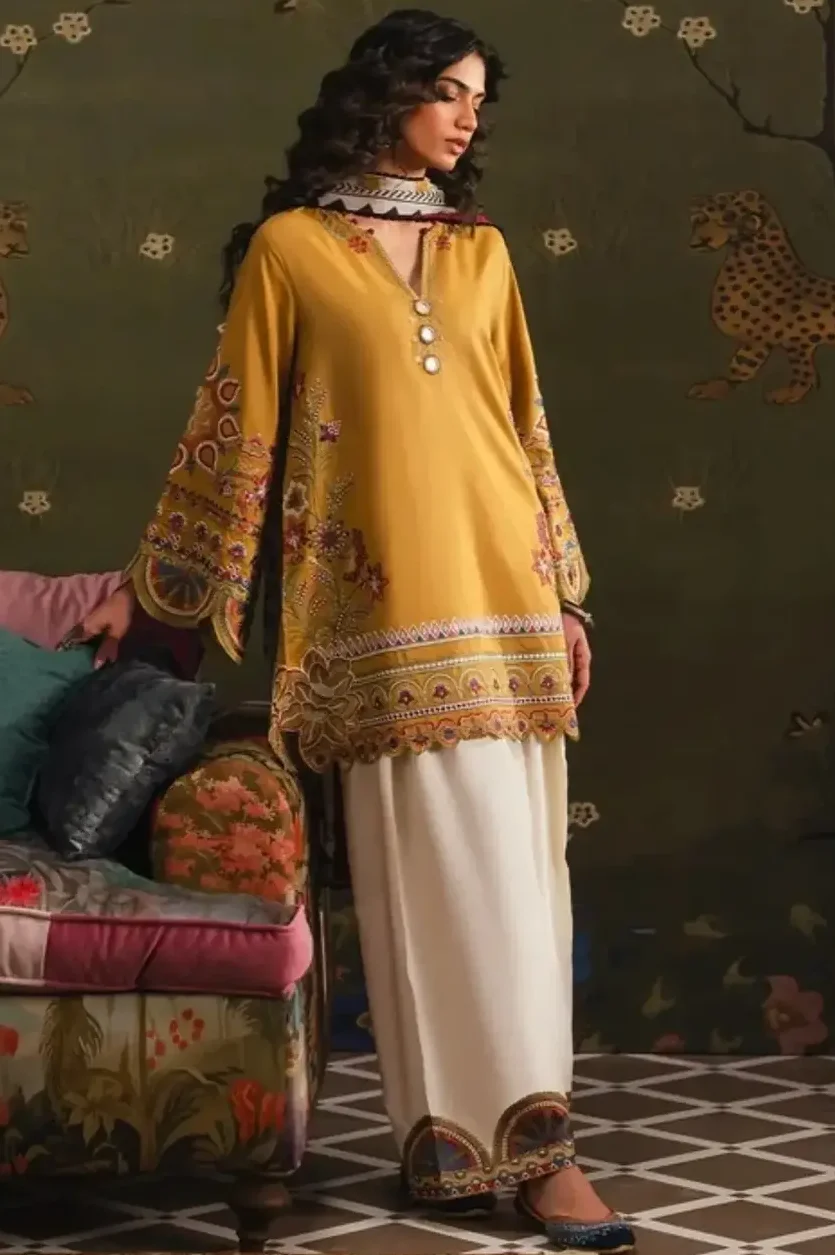 Shrenz Mustard Winter Formal Collection Dhanak Replica