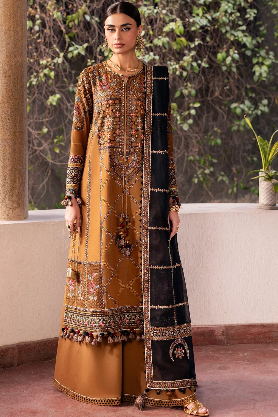 Shrenz Mustard Winter Formal Collection Dhanak Replica