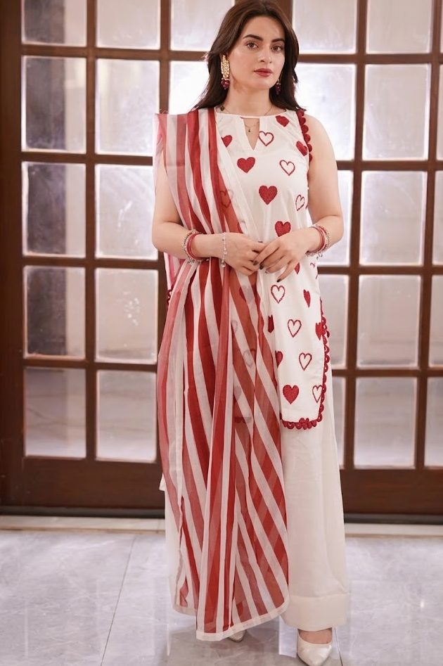 Shrenz White Chiffon Formal Collection Replica