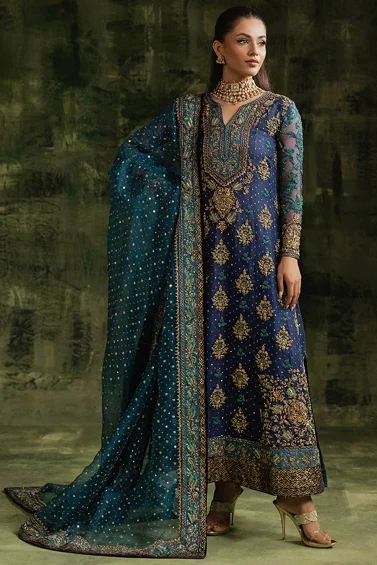 Shrenz Blue Chiffon Formal Collection Replica