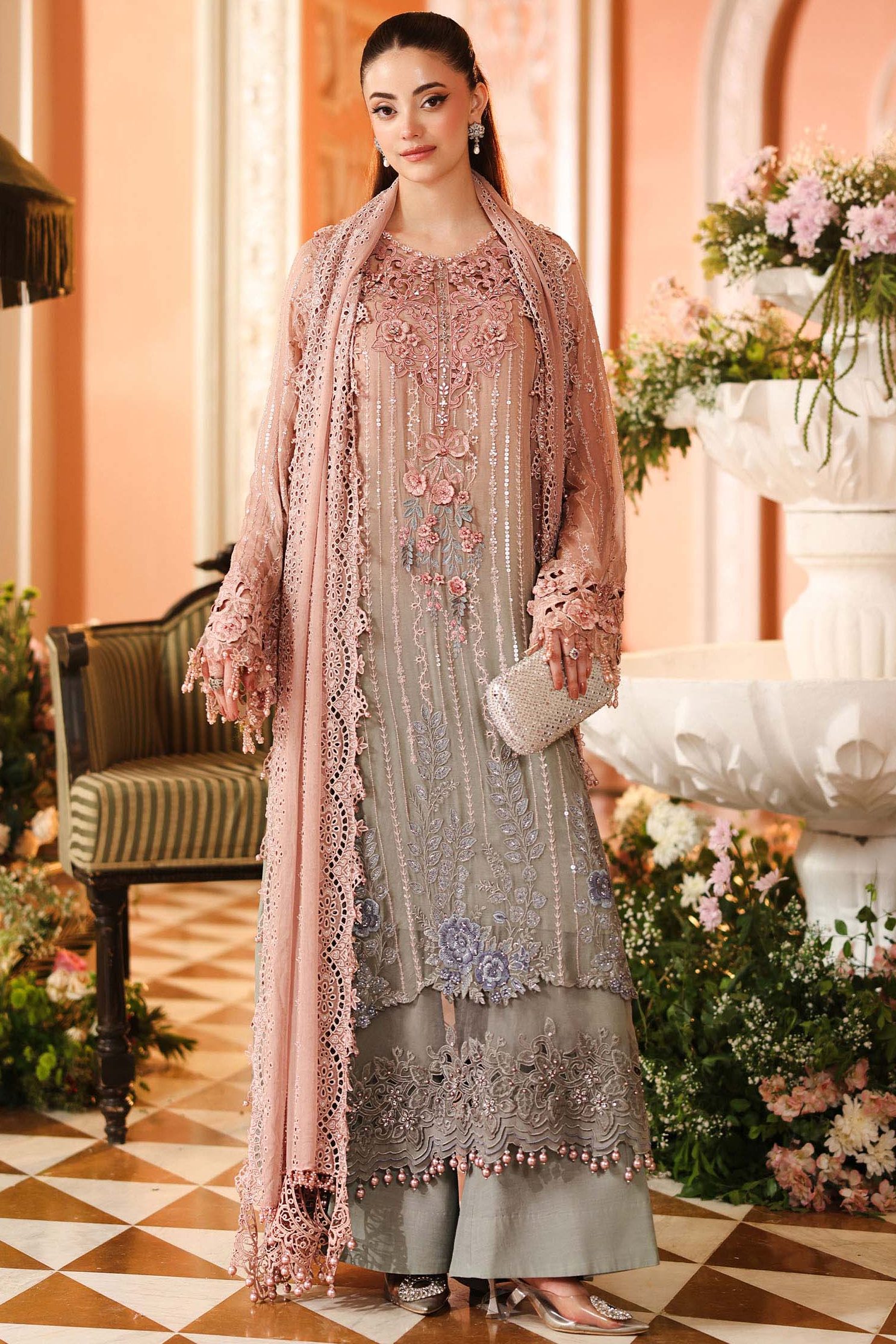 Maria B Tie-N-Dye Chiffon Formal Collection Replica