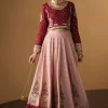 Ethnic Pink Raw Silk Bridal Collection Maxi Replica